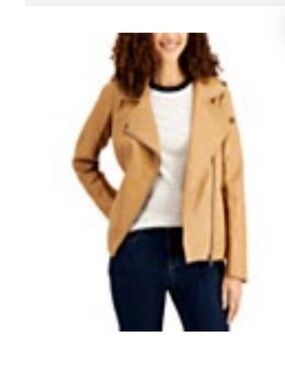 Style & Co. Women’s Tan Moto Leather Jacket